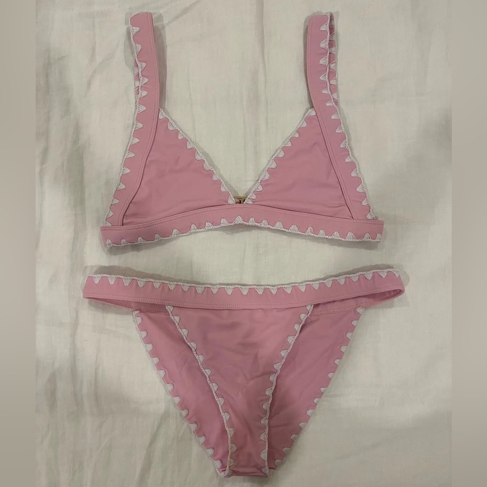 Lovers + Friends Pink Bikini with White Trim